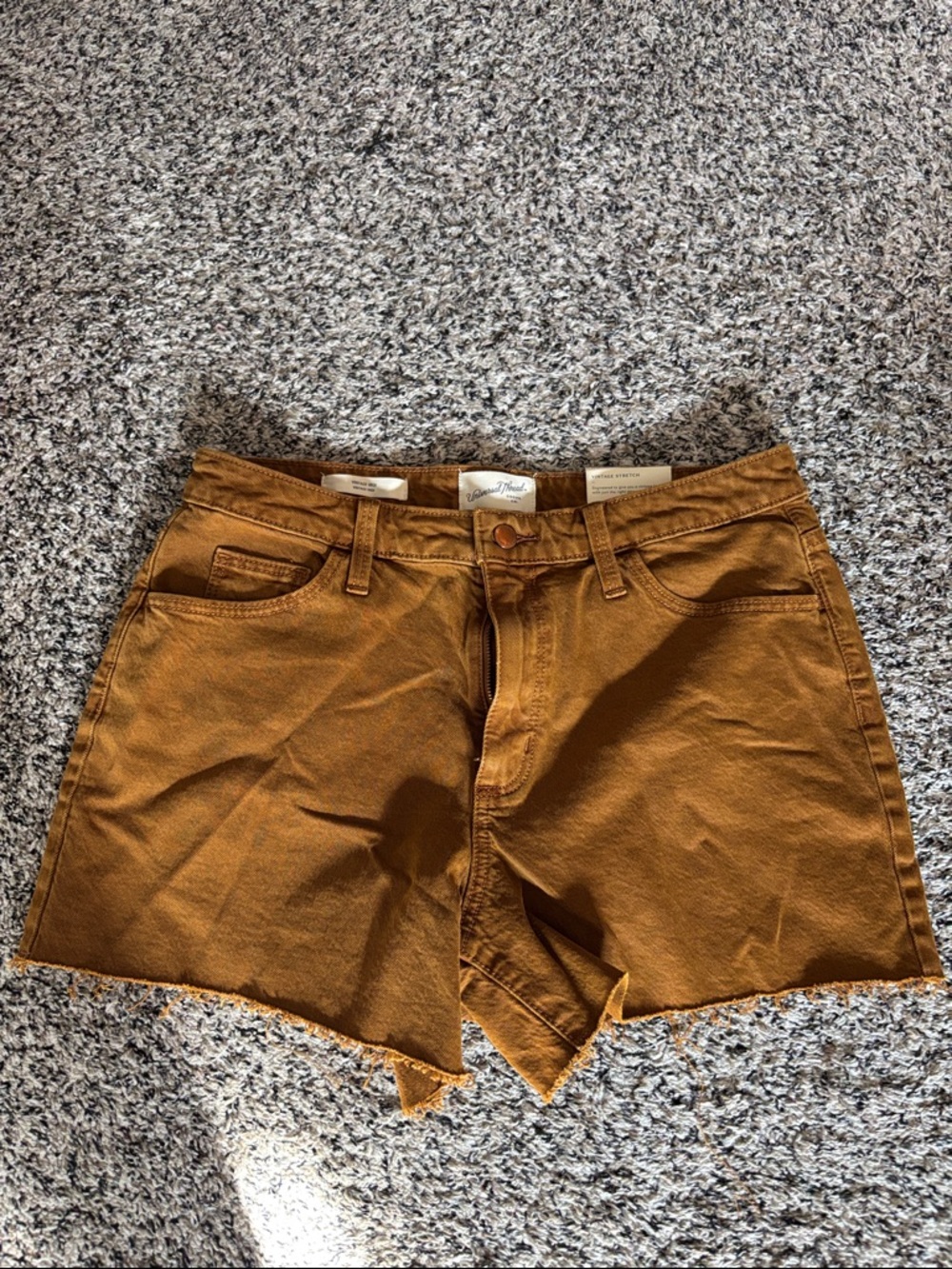 Universal Thread Mustard Brown High-Waist Denim Shorts